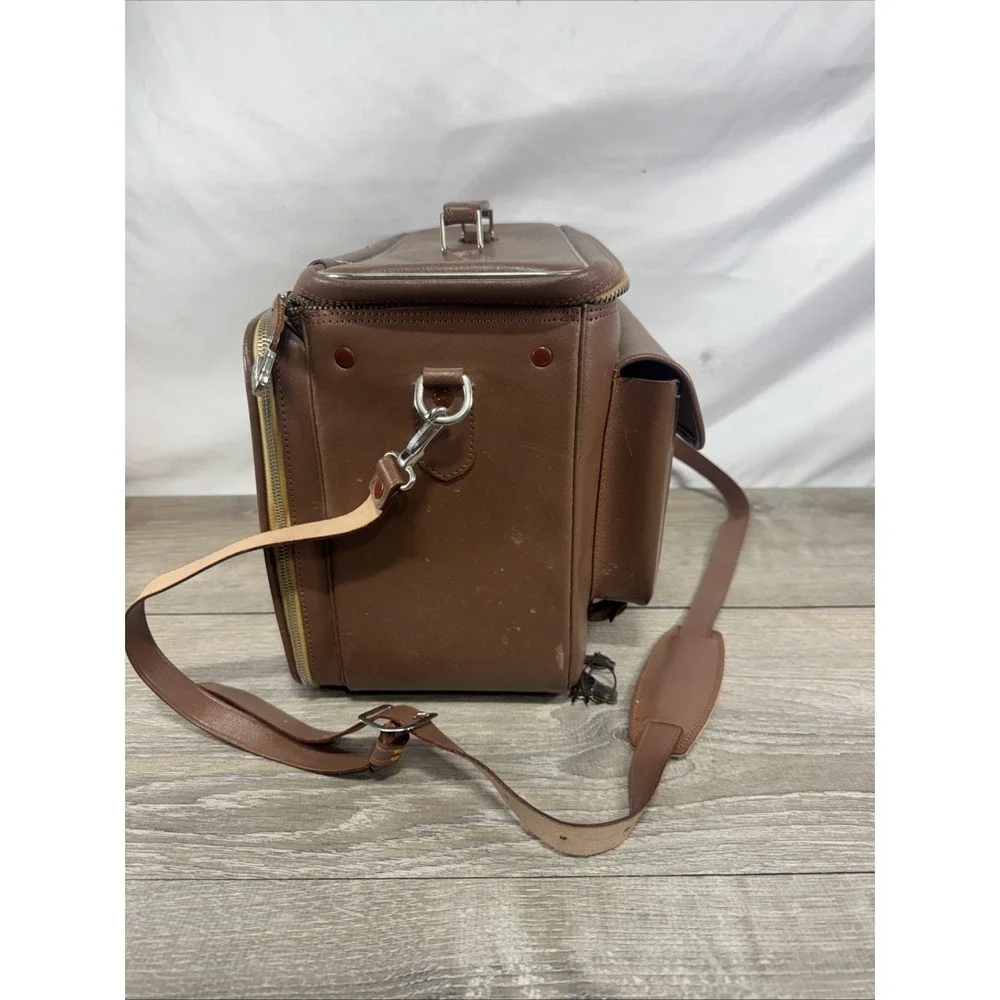 Vintage Alpex Camera Bag With Strap Brown Genuine Leather Made In Japan W/keys